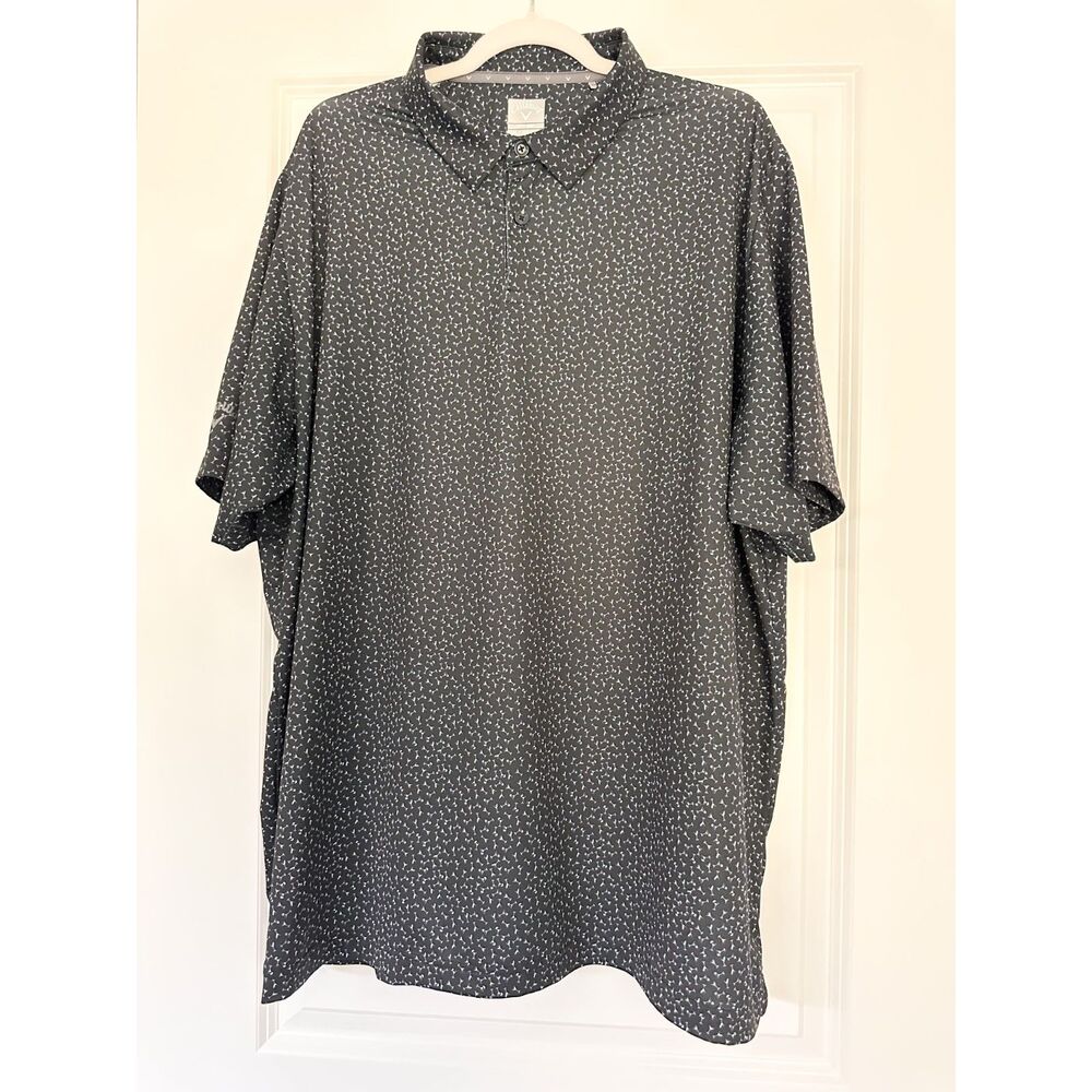 Callaway Opti-Dri Polo Shirt Men XXL Black Martini Glass Print Golf Stretch
